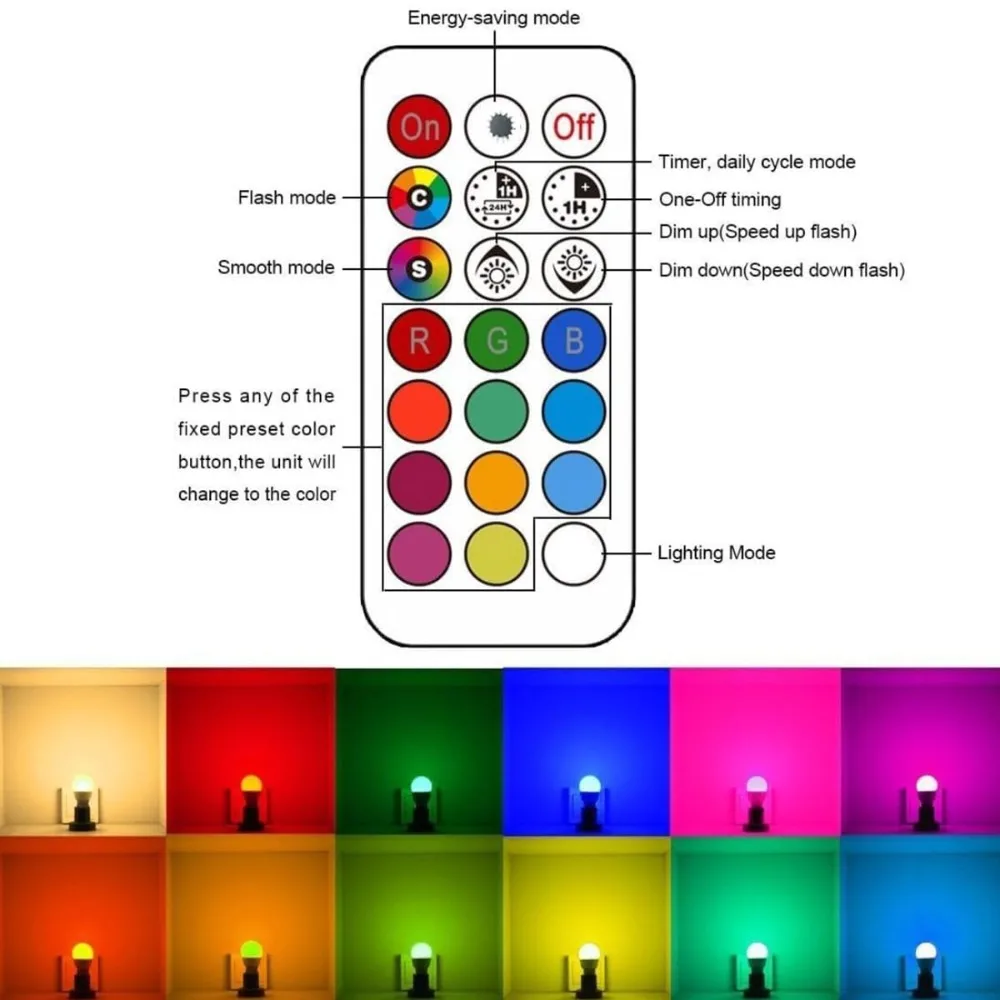 Фото Светодиодная RGB-лампа B22 с пультом дистанционного управления, 12 цветов, байонетное крепление, для дома, вечеринок, баров, сцен. №2