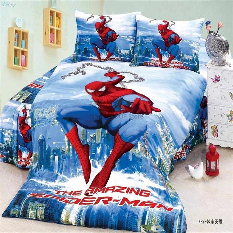 Marvel Spider Man Bedding Set for Bedroom Decor Single Twin Full Duvet Cover Set Bed Sheet Pillowcase Frozen Anna Elsa Bed Sets