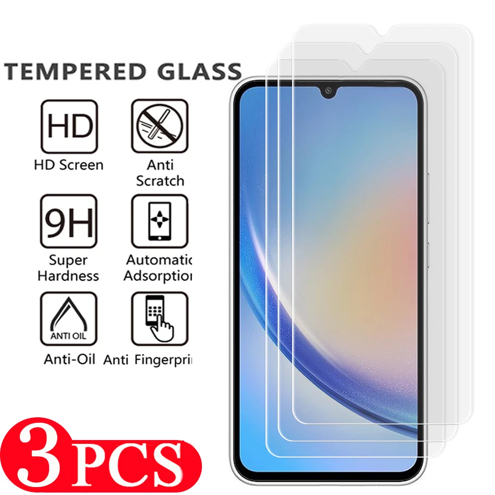 

3Pcs 9H Tempered glass For Samsung Galaxy A34 A24 A14 A04 A04E A04S protective film A12 A13 A22 A23 A31 A32 A33 glass smartphone
