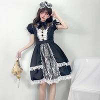 lolita black smart sandwich super heavy industry maid dress cosplay sexy cute lolita uniform dress