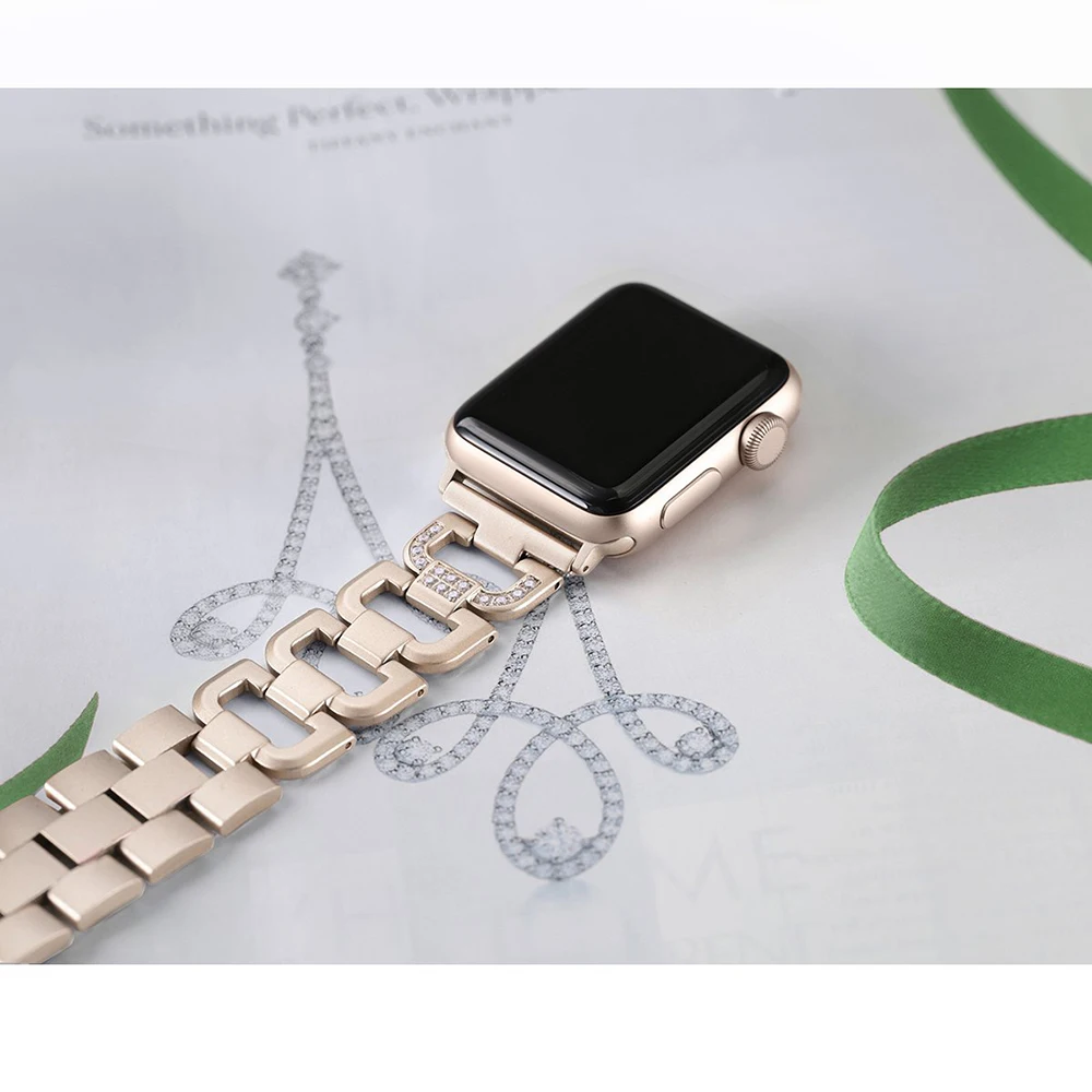 Metal Link Strap For Apple Watch Band 49mm 45mm 44mm 42mm 41mm 40mm Diamond Stainless Steel Bracelet iWatch Ultra 8 7 6 5 4 3 SE