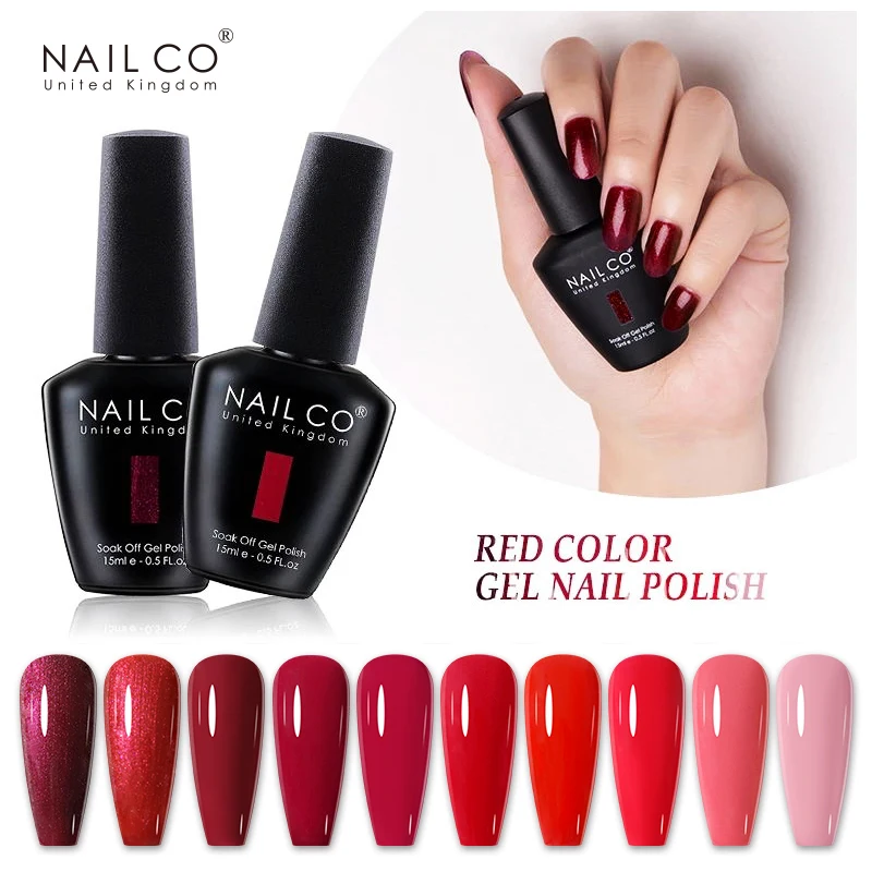 NAILCO UV Red Gel Nail Polish 15ml Black Nail Gel Polish Nails Art Set For Manicure Top Hybrid Lak Vernis Semi Permanent Varnish