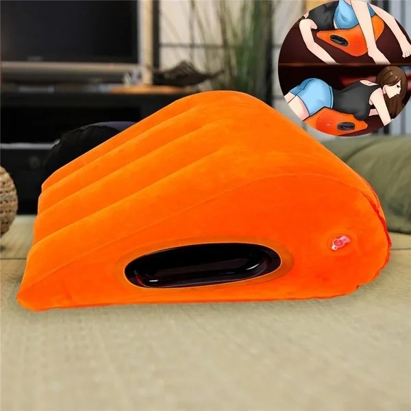 

14.2x6.3x17.7 Waterproof Soft Inflatable Triangle Pillow Orange Elastic Suede Pillow Cushion Furniture
