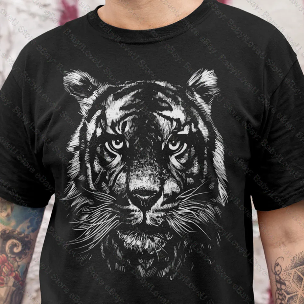Футболка Мужская/женская с изображением тигрового лица винтажная тенниска