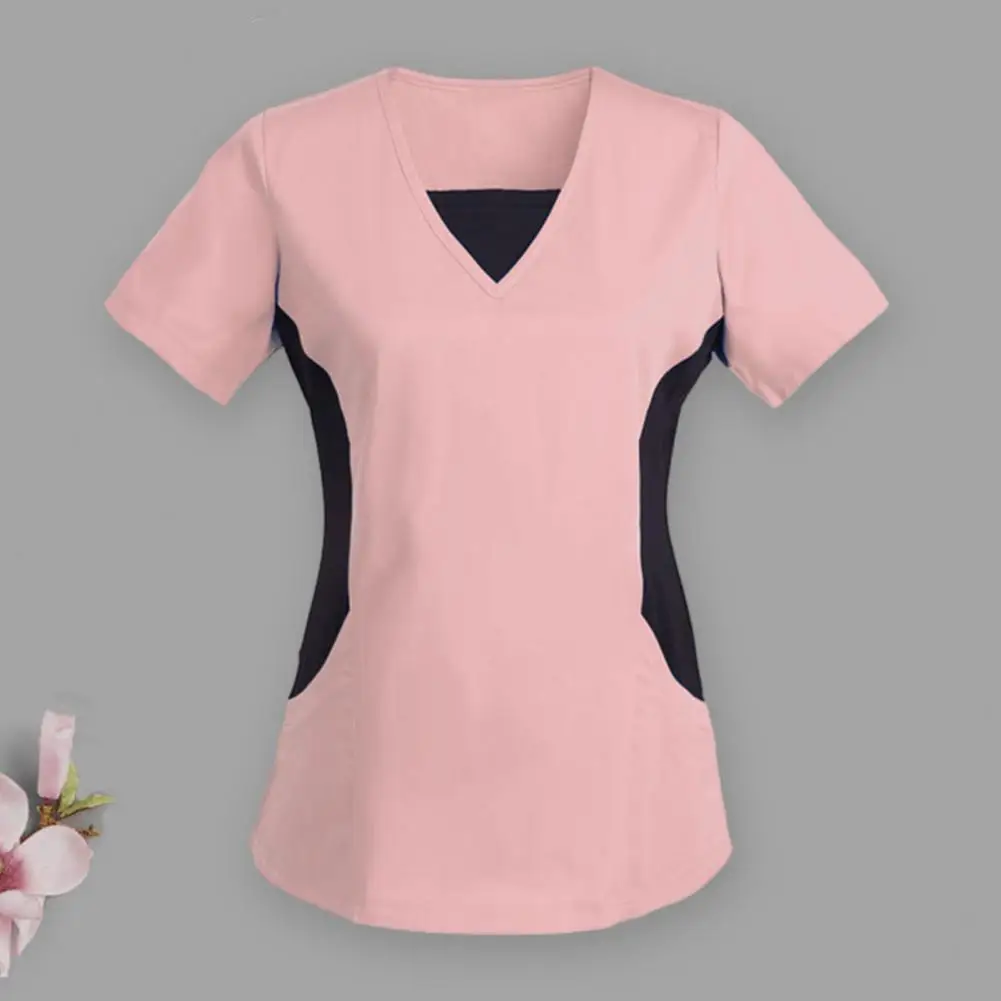 

Soft Women Top Comfortable Stylish Nurse Tops V Neck Short Sleeve Breathable Pullover for Wear by Careworkers Lightweight V-neck