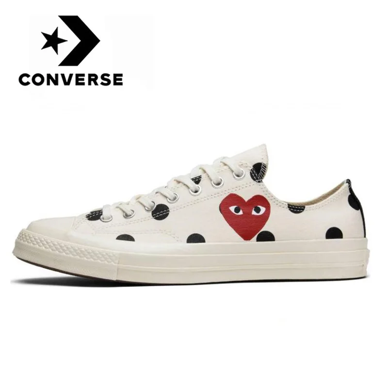 

Original Converse Comme Des Garcons Play Polka Dot CTAS 70 Low White men and women new Skateboarding sneakers flat canvas Shoes