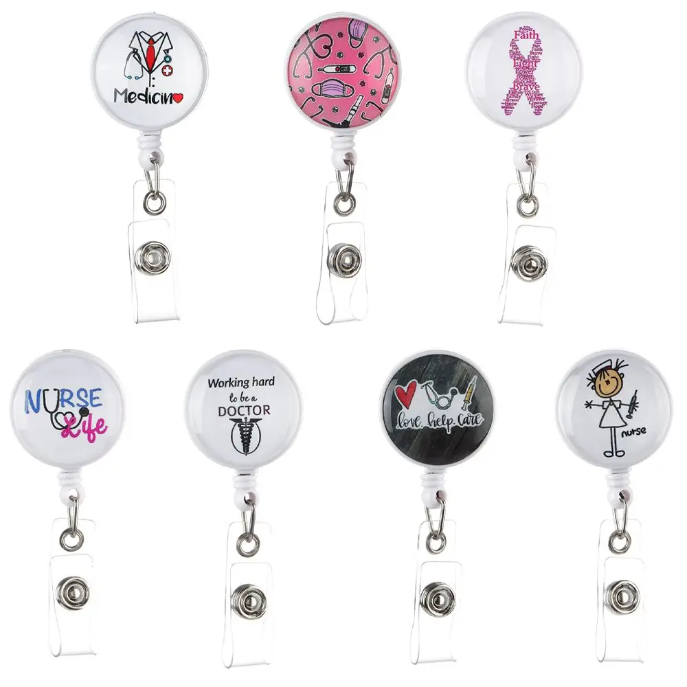 

1 Piece Retractable Badge Reel Holder for Nurse ID Name Card Holder with Clip Cute Nurses Doctors Gifts Work Name Tag Unisex