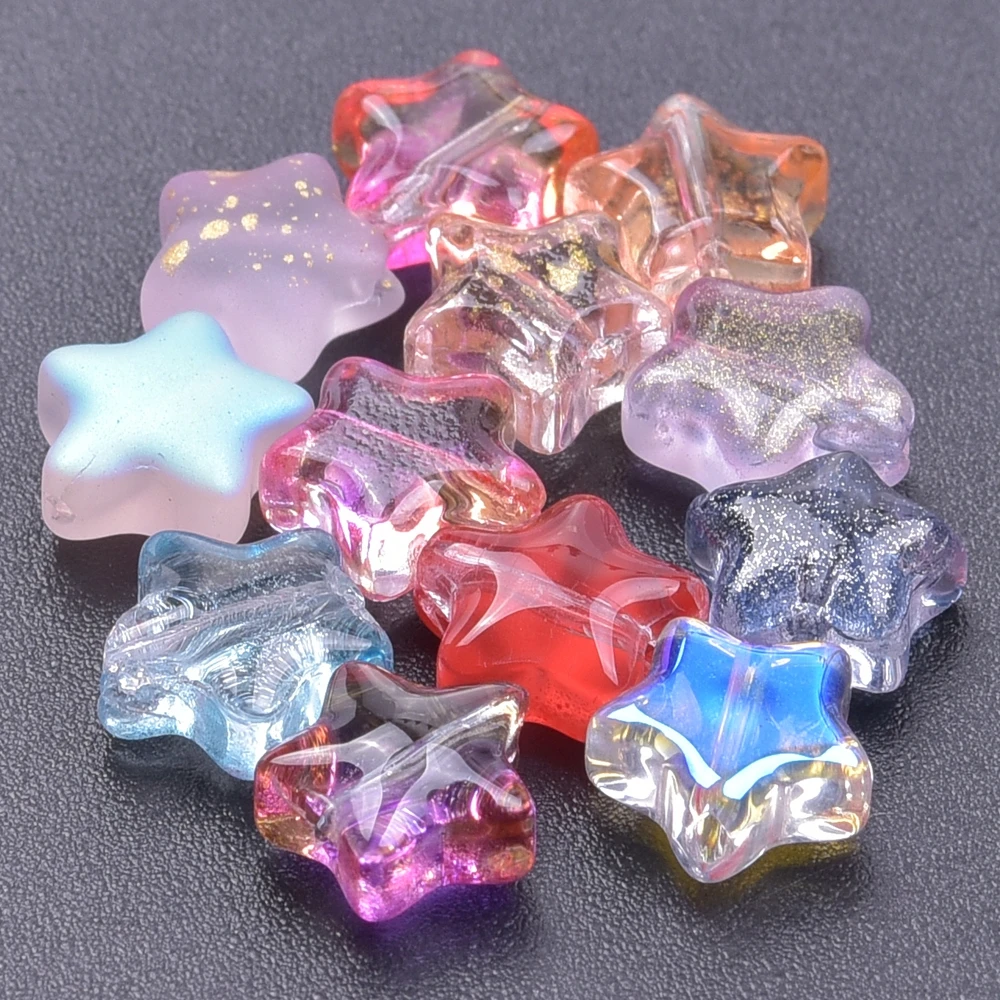 

Mixed Glass Materials Star Charms For Jewelry Making Supplies Handmade Necklace Bracelets Kids DIY Accessories Pentagram Pendant