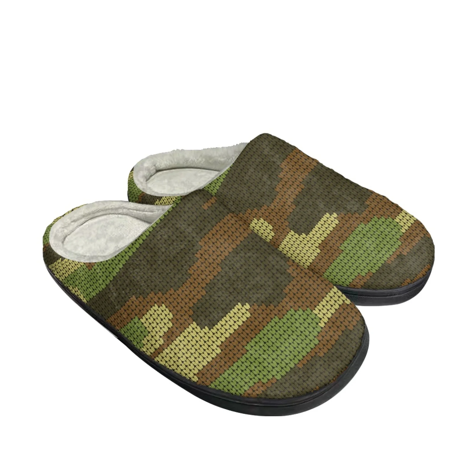 

New Style Household Green Camouflage Cotton Slippers Comfortable Flannel Upper Non-Slip TPR Sole Fit Give Spouse Holiday Gift