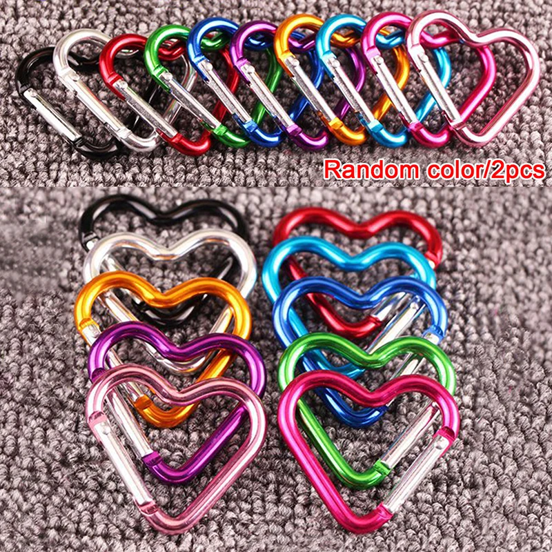 

2pcs Heart-shaped Water Bottle Hanging Buckle Aluminum Keyring Hook Key Chain Clips Buckle Snap Hook Keychain Rack Outdoor Tools