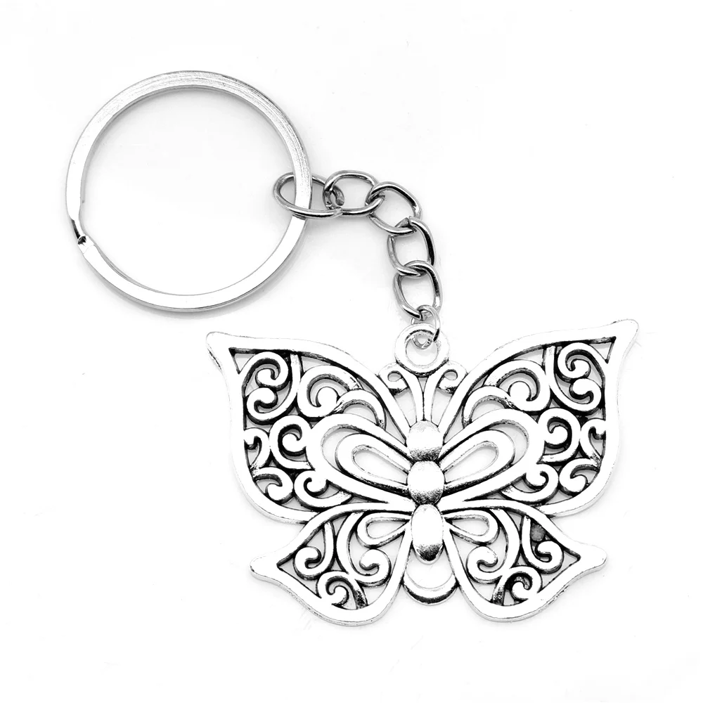 

1pcs Antique Silver Color 35x50mm Butterfly Keychain Handmade Jewerly Diy