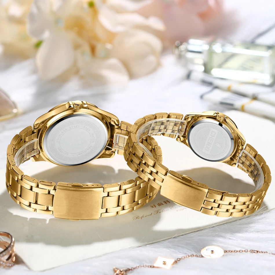Men Watch Women Business Fashion Quartz Wristwatches Luxury Brand Gold Stainless Steel Wrist Watch Couple Items For Lovers 2023
