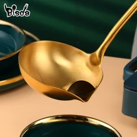 1pc gold stainless steel oil filter spoon long handle spoons kitchen gadgets oil soup separate grease hot pot portable strainer
