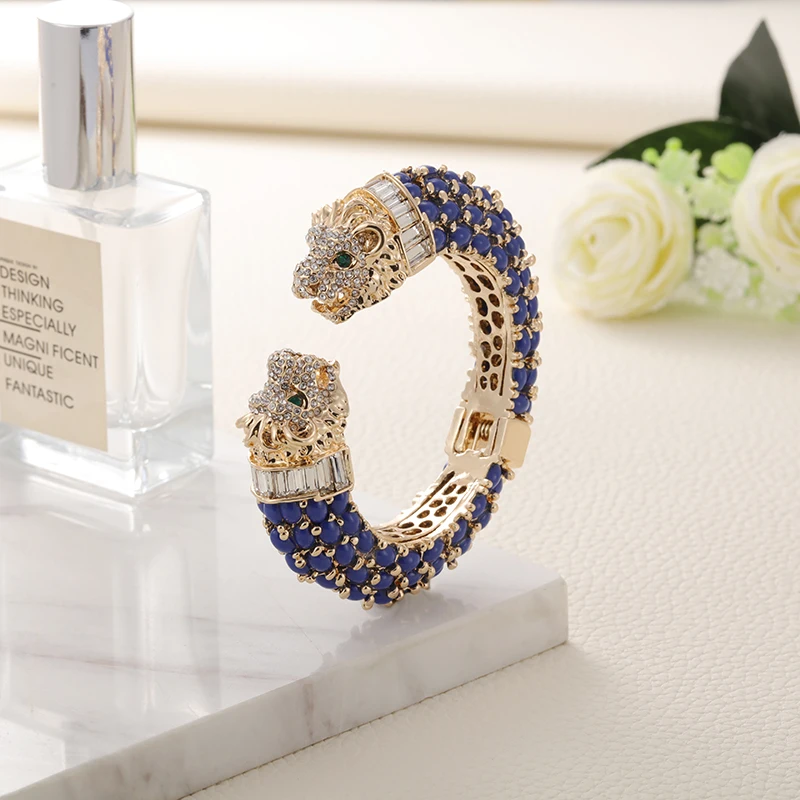 Модный браслет GrayBirds из смолы с двумя головами в виде животного и Льва 30 цветов