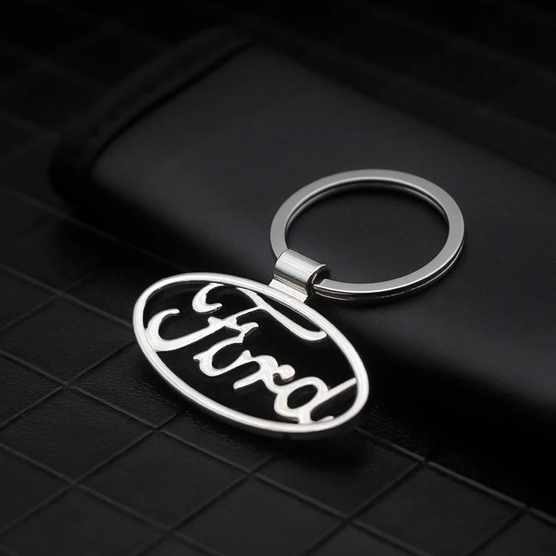 

Car Logo Key Rings Chrome Silver Key Chain Decorative Accessories For Ford Fiesta EcoSport Escort Focus 1 2 3 mk2 mk3 mk4 Etc