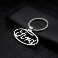 car logo key rings chrome silver key chain decorative accessories for ford fiesta ecosport escort focus 1 2 3 mk2 mk3 mk4 etc