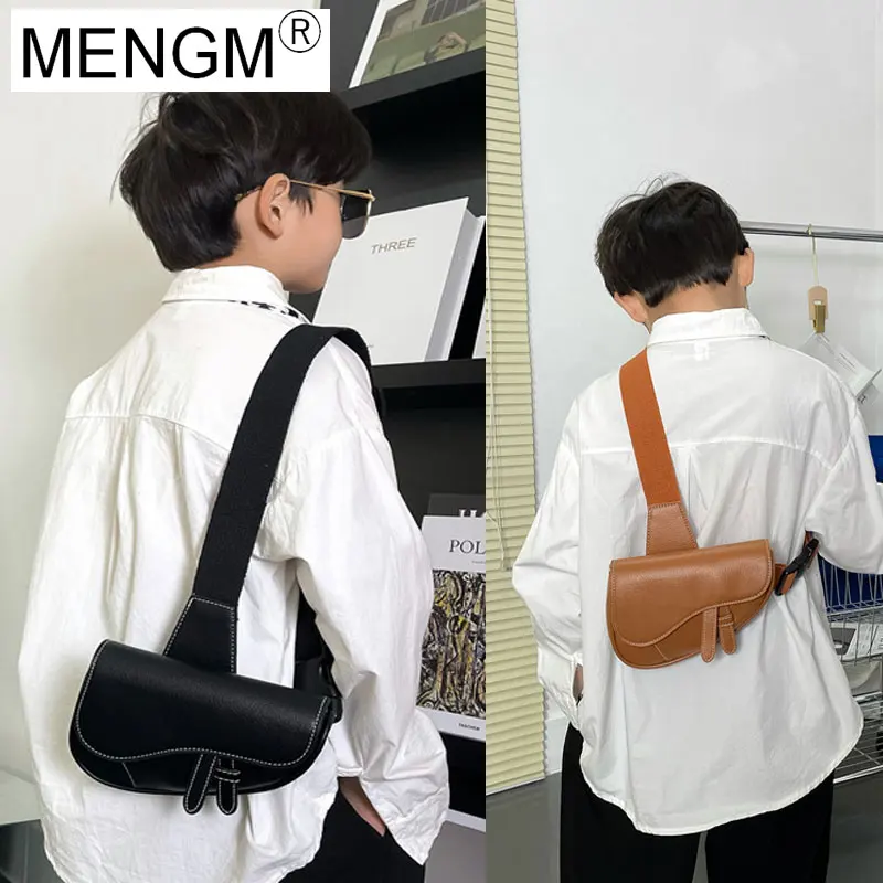 

Child Bags Cool Fashion Saddle Bags for Boys Birthday Gift PU Leather Small Crossbody Bag New