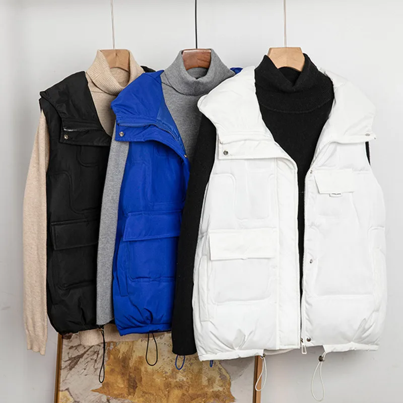 

Padded Vest Women's Korean Version 2022 Autumn And Winter New Outer Wear Vest Stand Collar Padded Jacket Zipper Jacket