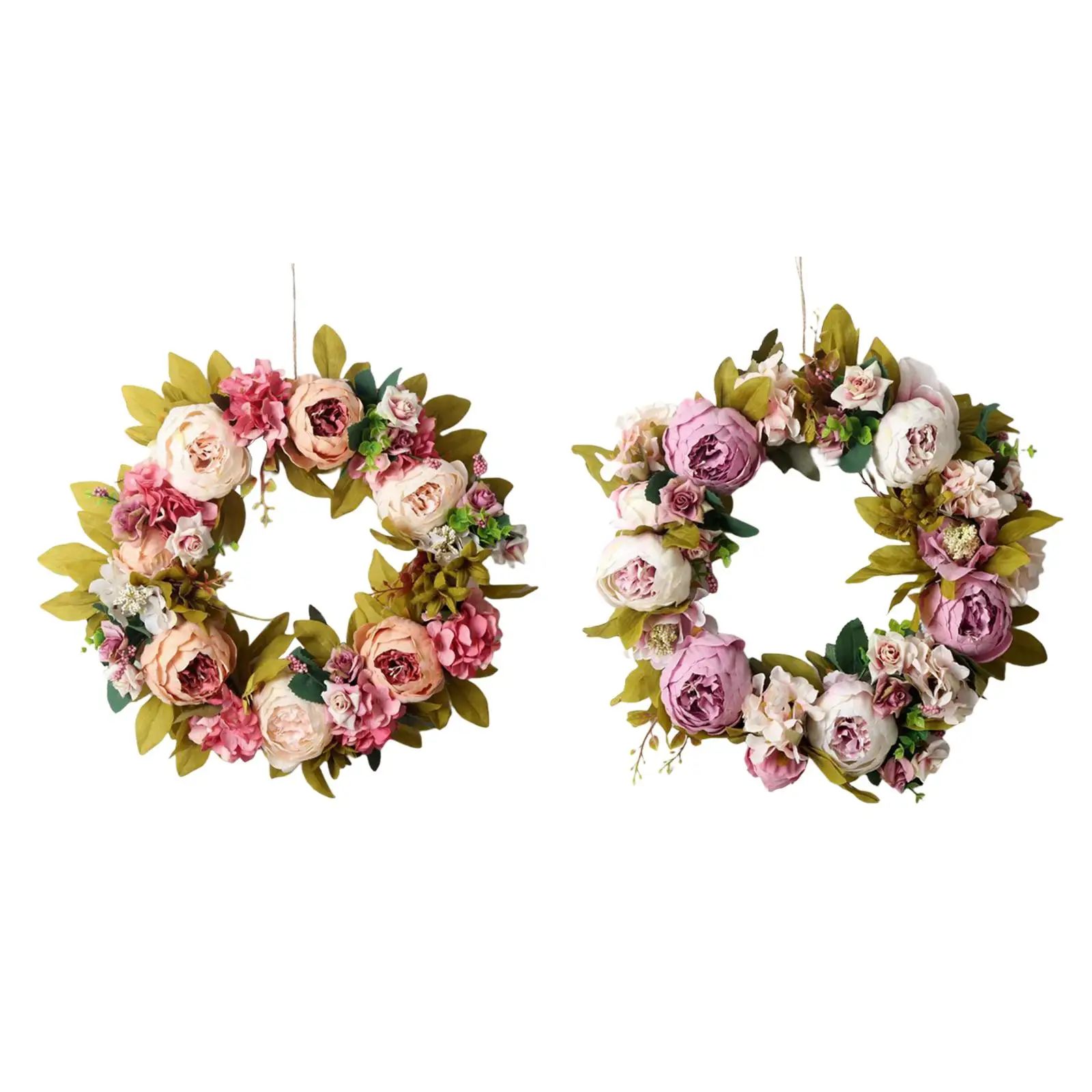 

Welcome Peony Flower Wreath Front Door Garland for Outdoor Garden Decor
