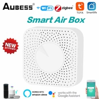 aubess tuya wifizigbee smart air quality monitor box co2 sensor temperature humidity meter voc hcho pm2 5 gas detector alarm