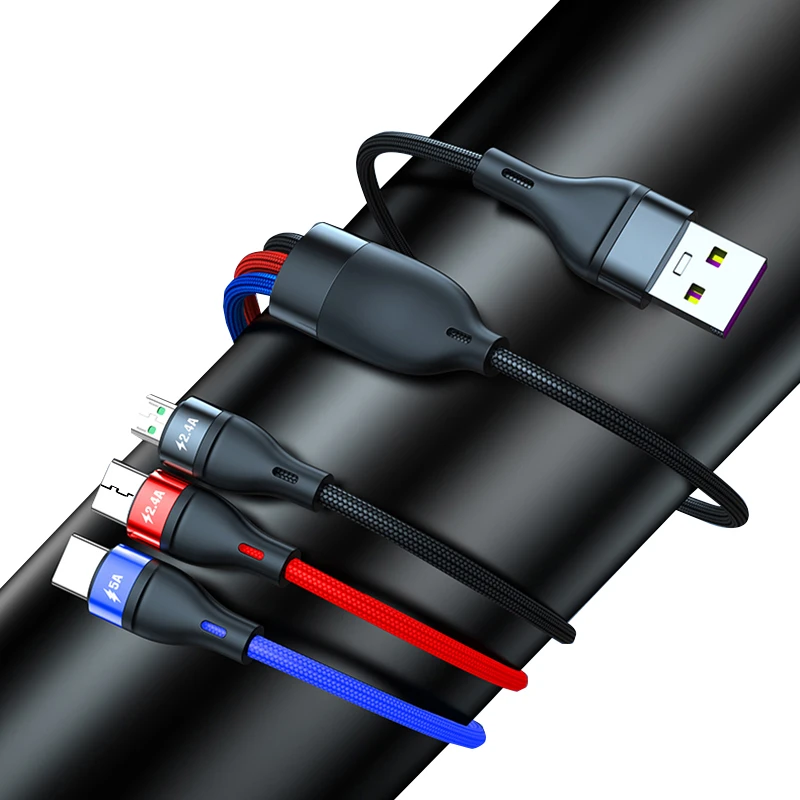 Кабель 3 в 1 USB Type-C Micro 2/2 м провод для быстрой зарядки а | Мобильные телефоны и
