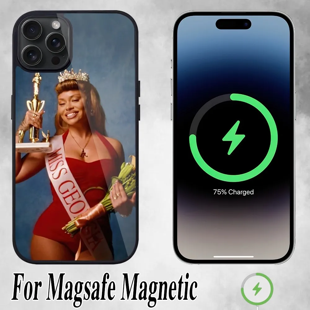 Чехол для телефона Rapper L-Latto Georgia Peach iPhone 11 Mini 12 13 Max 14 Plus 15 Pro Magesafe Магнитный чехол