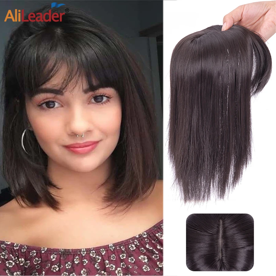 

Synthetic Clip In Hairpiece 3Clips In One Piece Hair Extension 8Color Synthetic Hair With Bangs For Women Heat Resistant Hairpic