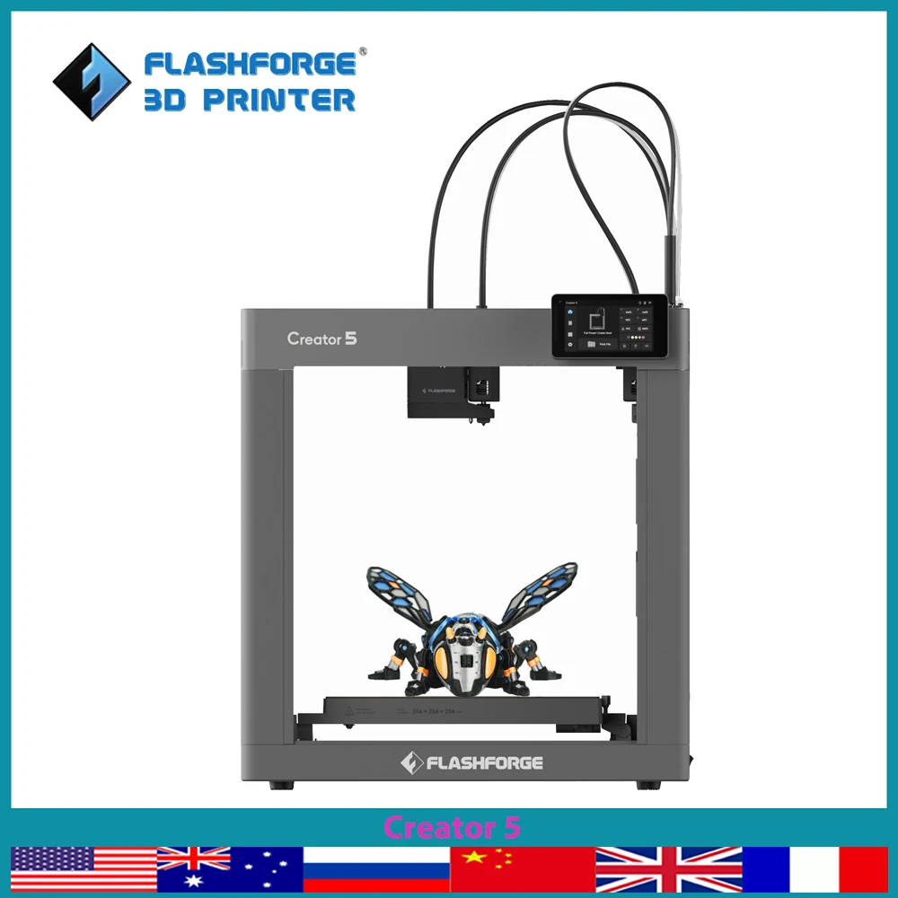 Фото 3D-принтер FLASHFORGE Creator 5, многоцветный, с 4 независимыми экструдерами, без отходов, с автоматической калибровкой и выравниванием №1