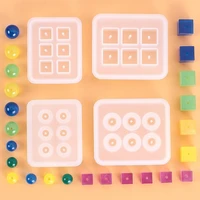 1 pc transparent rectangle silicone bead mould square ball 6 hanging holes diy epoxy jewelry mold resin molds