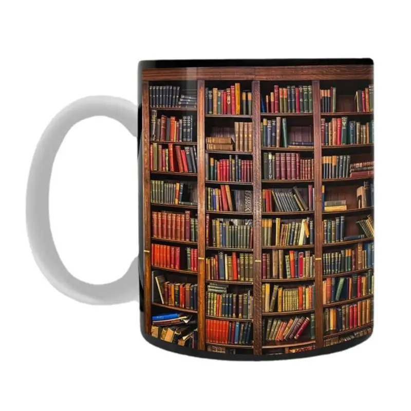 

Library Bookshelf Mug 3D Effect Books Mugs Creative Space Ceramic Coffee Mugs Multi-Purpose Mugs 350ml Bookworm Mug For