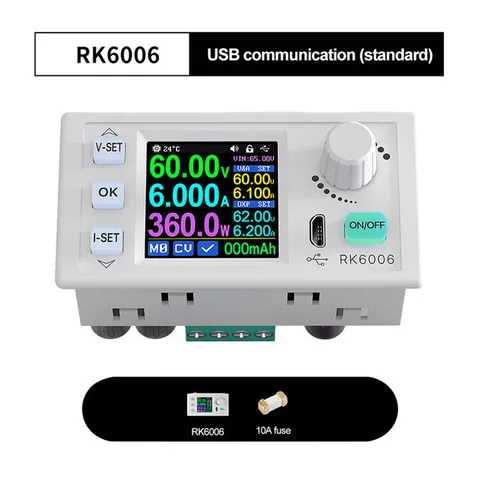 RK6006 RK6006-BT цифровой дисплей Регулируемый стабилизированный источник питания DC60V 6A с интерфейсом Micro USB и ЖК-дисплеем 1,54 дюйма