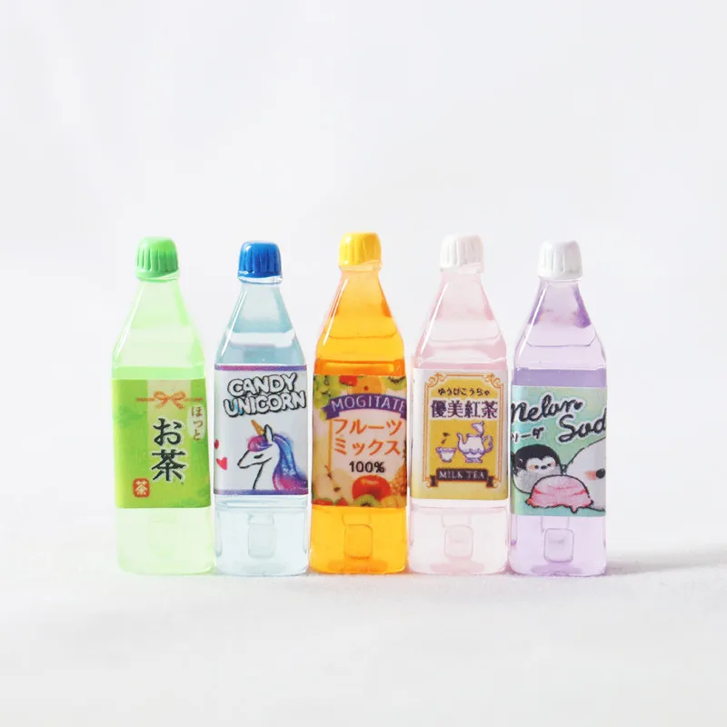 

Dollhouse Japanese Juice Tea Bottle Miniature Toy Doll Food Scene Model for Doll House Kitchen Living Room Accessories