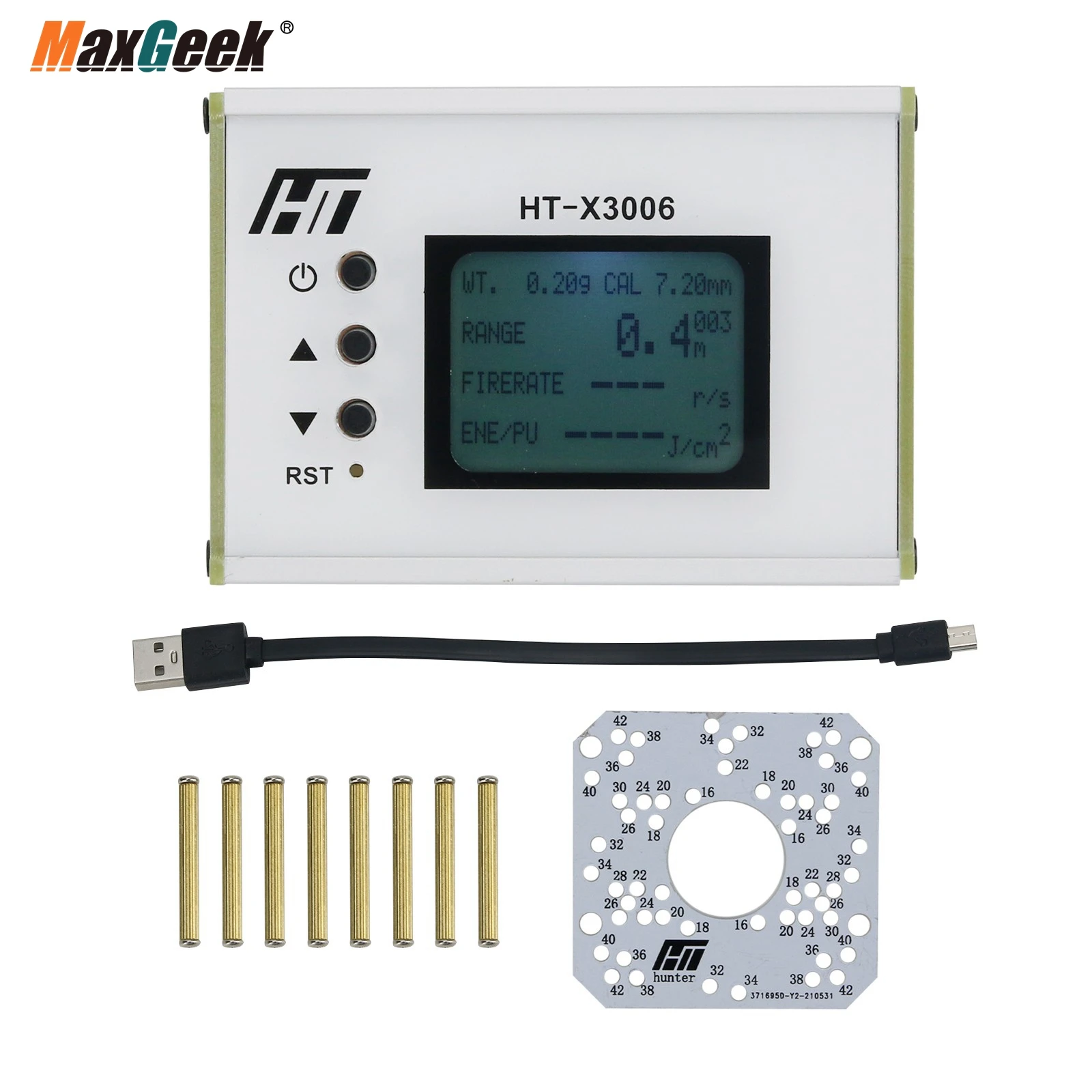 Maxgeek HT-X3006 Shooting Speed Tester Bullet Speed Meter (Extreme Edition) to Save 120 Sets of Data
Maxgeek HT-X3006 Shooting Speed Tester Bullet Speed Meter (Extreme Edition) to Save 120 Sets of Data