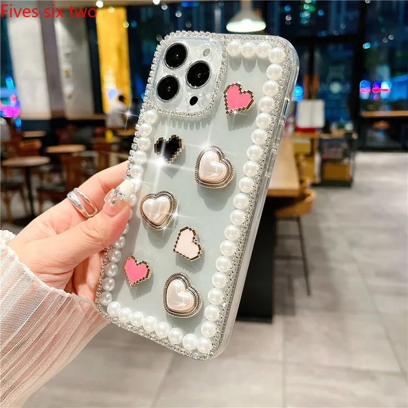 Прозрачный чехол для телефона с жемчужинами и сердечками подходит Huawei Nova 9SE 10SE Y7A