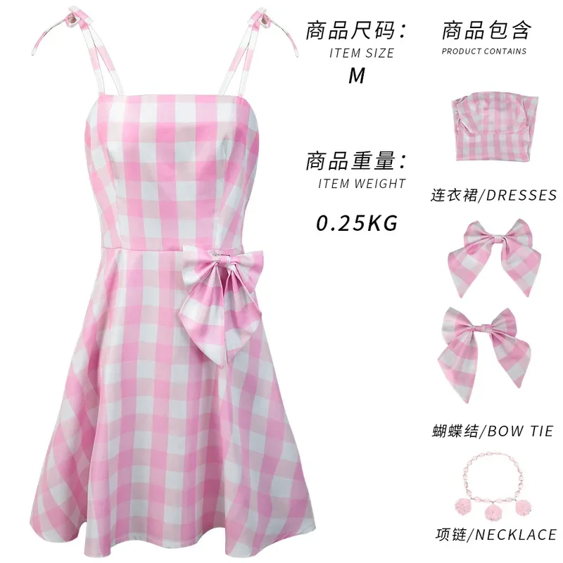 Новинка 2023 костюм для косплея Барби из фильма женщин розовое платье Марго Робби