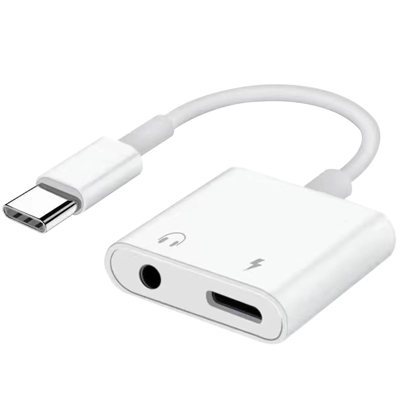 

2 In 1 Efficient Transmission Gaming 3.5mm Durable PVC Music Fast Charging Compact Calling Audio Jack Headphone Charger Adapter