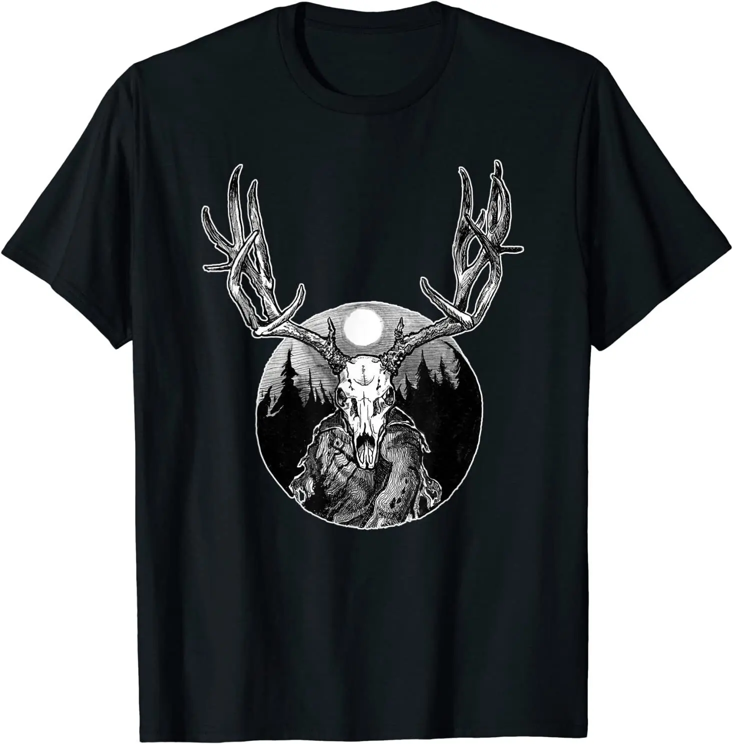 

Футболка мужская с круглым вырезом, хлопок, Повседневная рубашка с принтом рогов лося, черепа, Властелина деревьев, пары топсунсиков с корот...