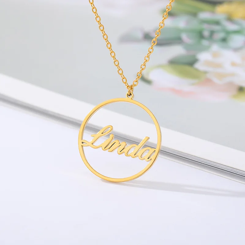 

NOKMIT Custom Name Necklace Stainless Steel Personalized Name Necklaces for Women Jewelry Gold Plated Choker Mother's Day Gift