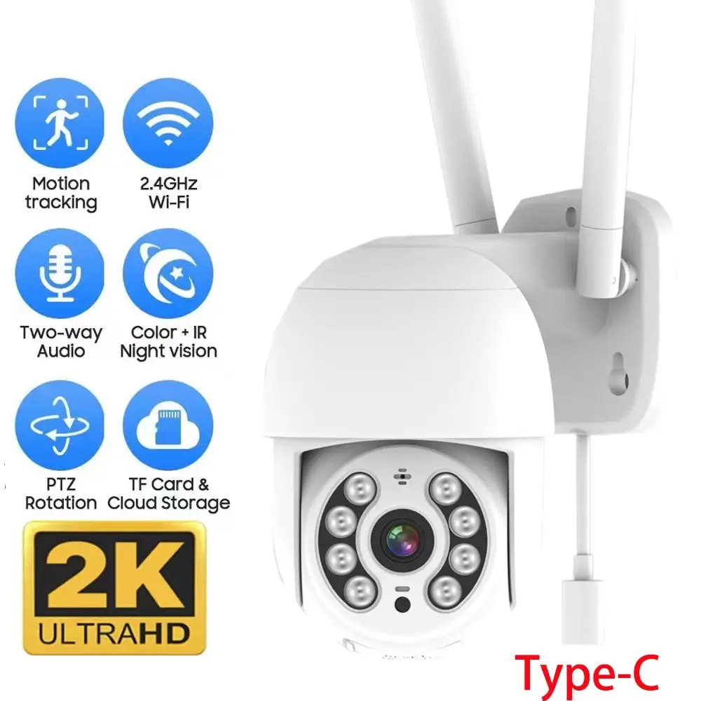 Умная PTZ-камера 2K, 4 МП, Wi-Fi, 5-кратное увеличение