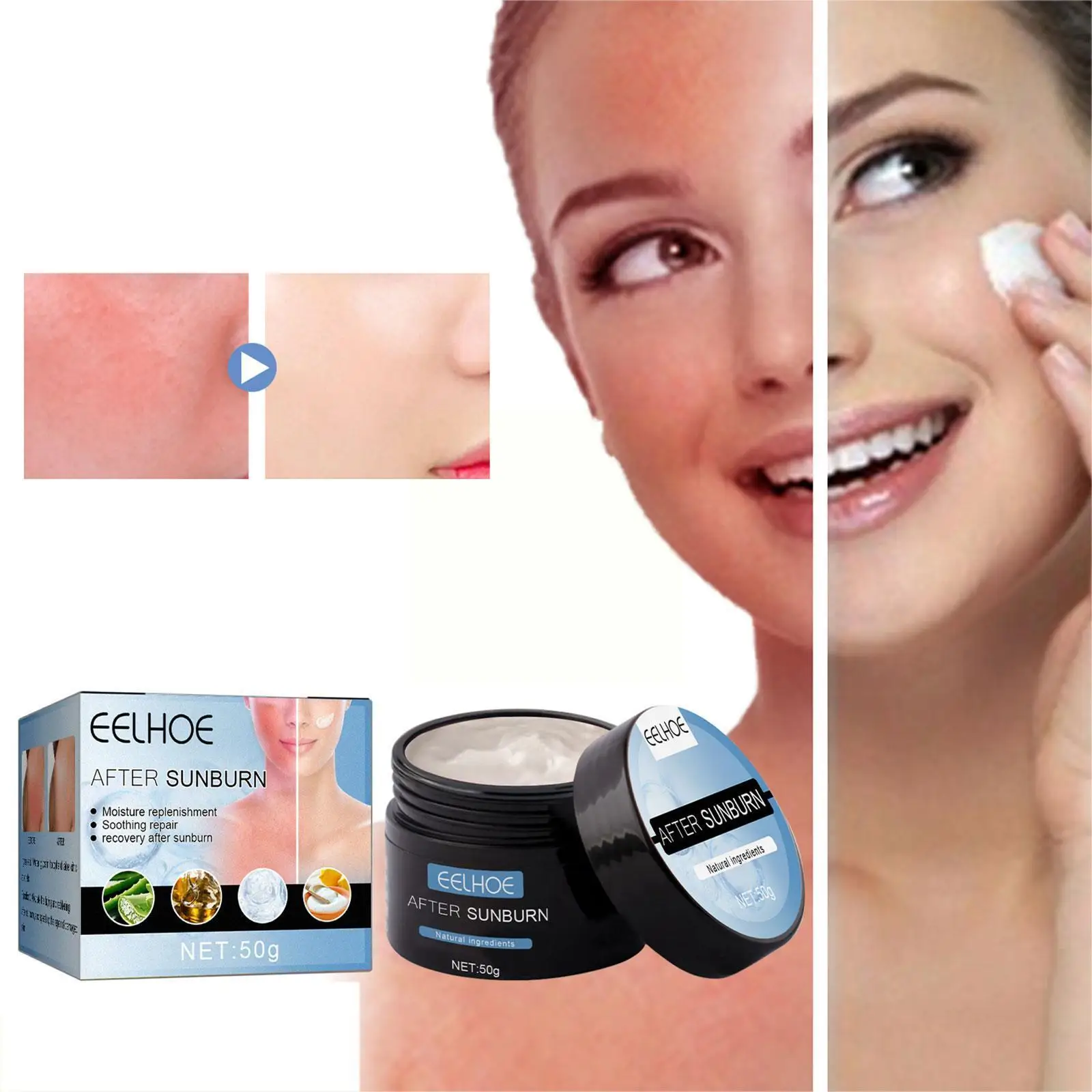 

Восстанавливающий Крем EELHOE после загара, 50 г, увлажняющий, охлаждающий, Успокаивающий Крем для тела, солнцезащитный крем для лица, против во...