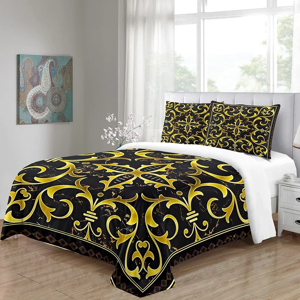 

Luxury Gold Black Design Boho Baroque King Queen Twin Full Bedding Sets Single Double Bed Duvet Cover Set and 2 pcs Pillow cover