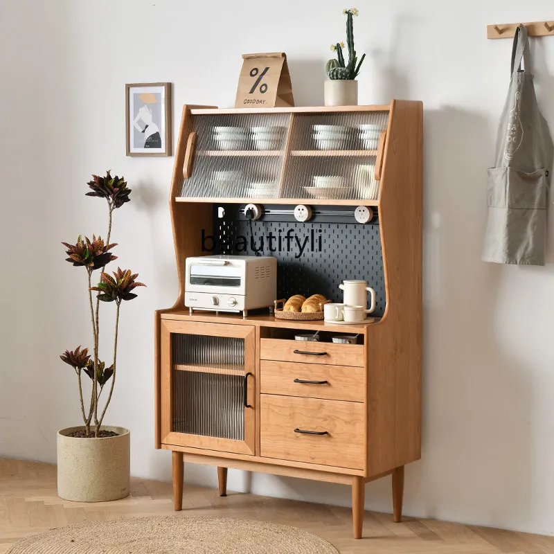 Скандинавский деревянный боковой шкаф из черного ореха электрическая горка