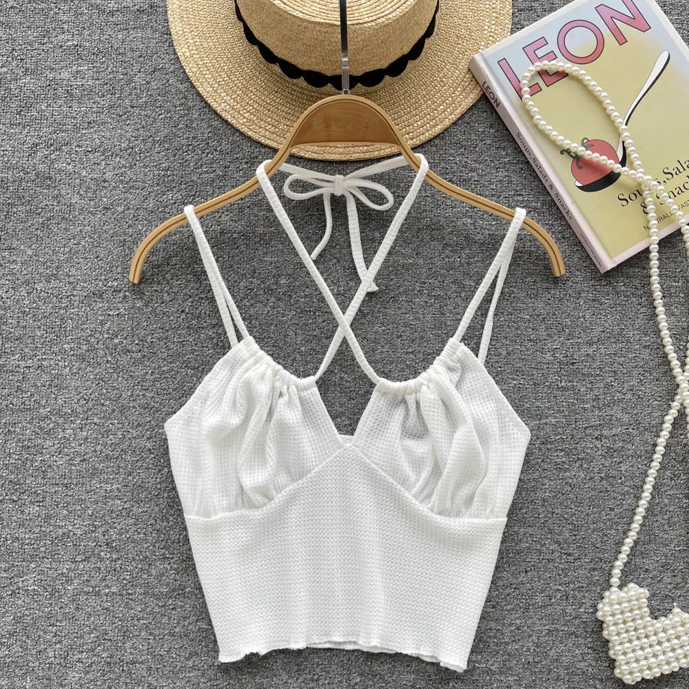 

Spicy Girl Tank Camis For Women Spaghetti Strap Hault White See Through Femme Croset Crop Tops Korean Style Woman Tanks Camisole