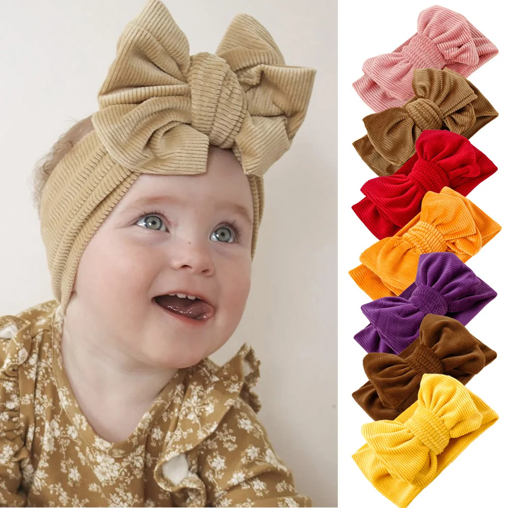 

Lovely Baby Headband For Girls Boys Elastic Knit Children Turban Baby Bow Soft Nylon Double Layer Kids Headwear Hair Accessories