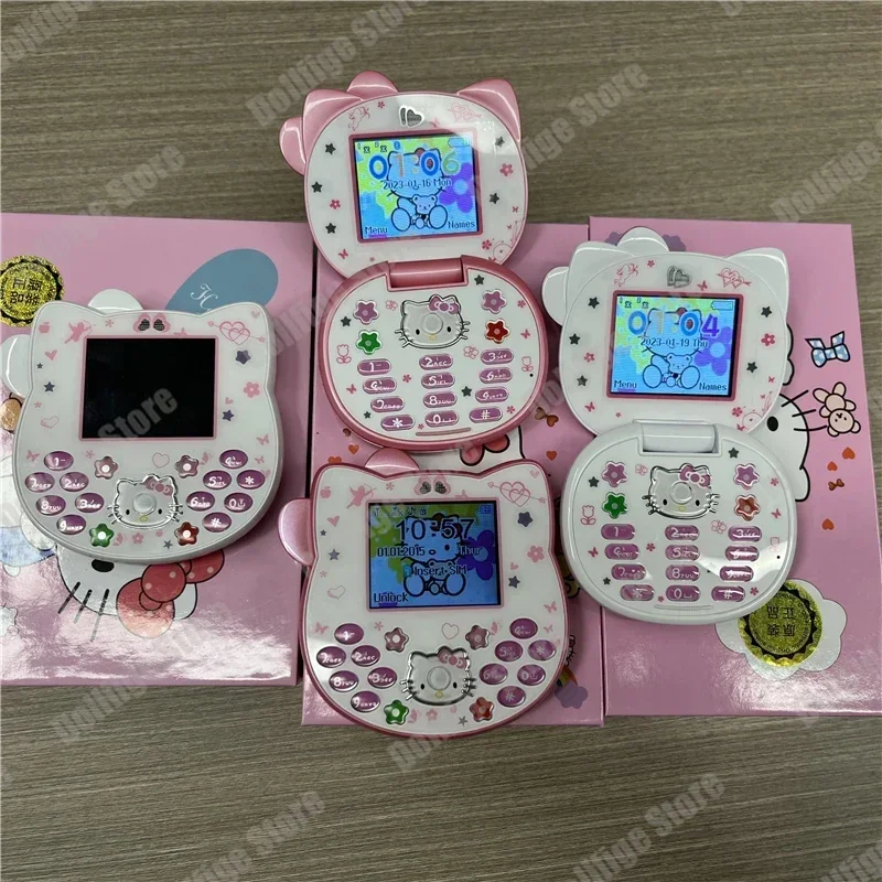 Новинка 2024 раскладной телефон San Liou Hello Kitty милый детский белый розовый