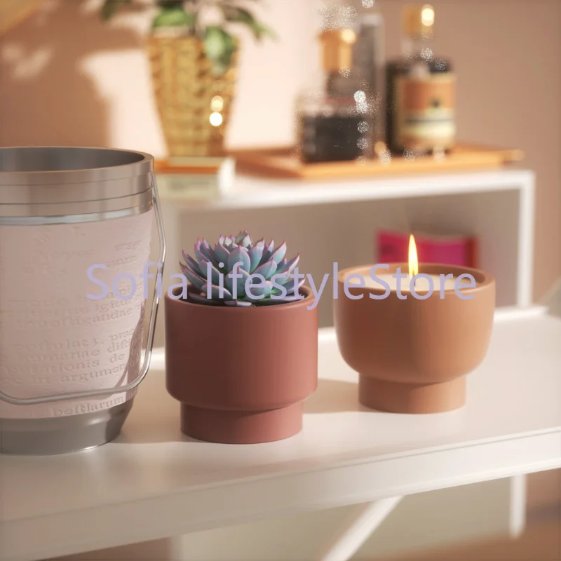 

Creative Silicone Candle Vessels Mold Handmade Concrete Candle Jar Mould Round Succulent Flower Pot Making Tool