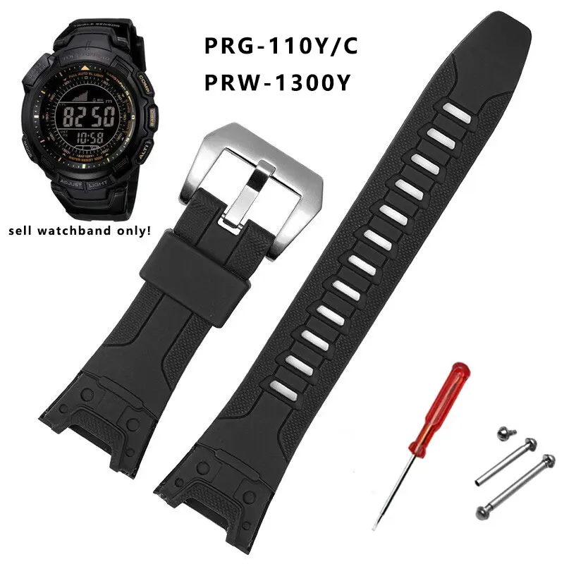 Черный силиконовый ремешок для часов Casio PROTREK