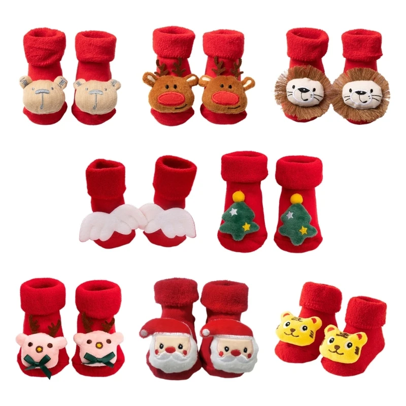 

Toddler Fuzzy Socks with Grips Anti Skid Baby Christmas Socks Winter Grip Warm Socks Children Cute Socks Christmas Gift
