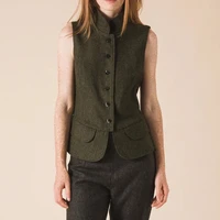 womens vest herringbone wool single breasted vintage slim waistcoat casual sleeveless jacket