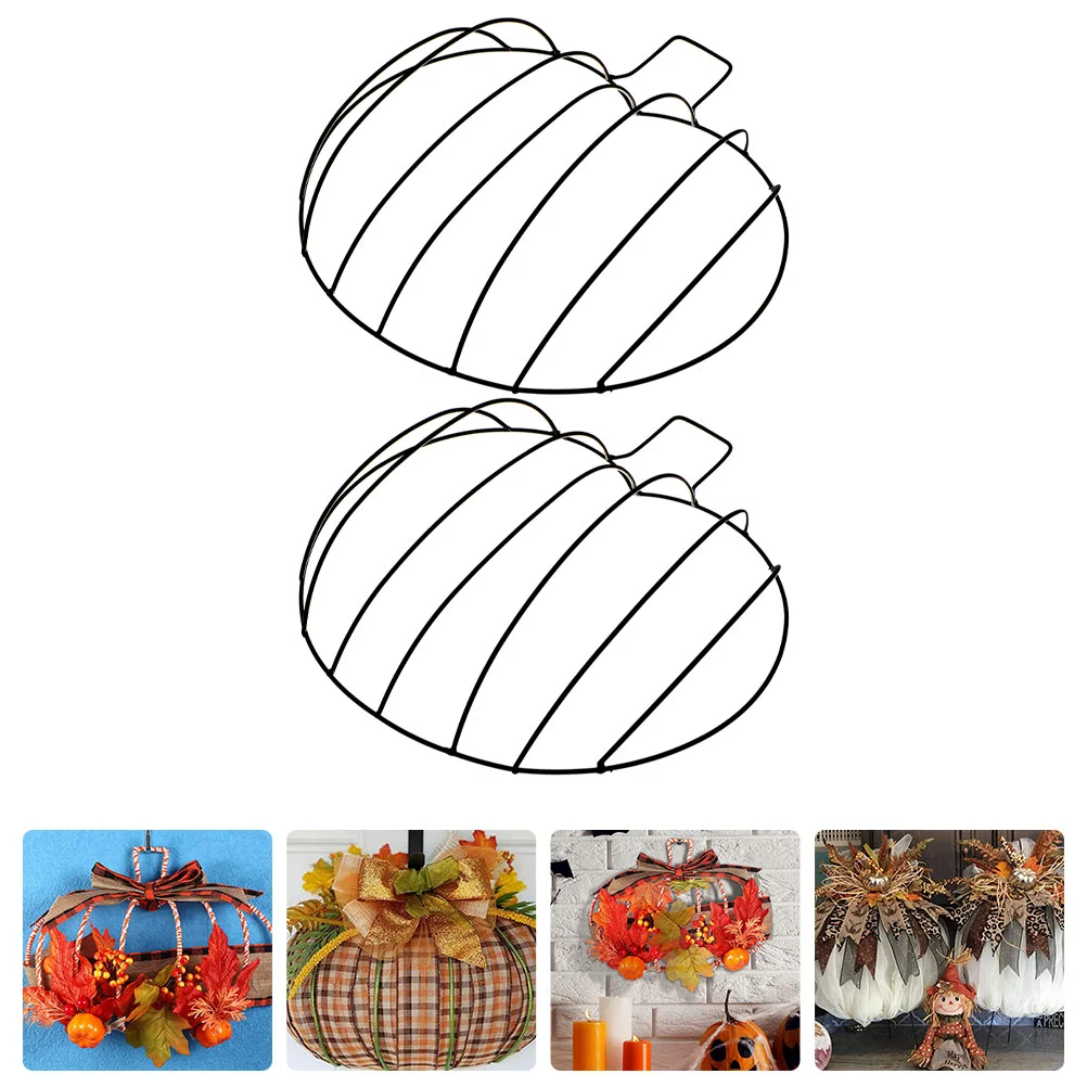 

2 Pcs DIY Project Craft Floral Frame Forms Wreath Support Autumn Decor Crafts Iron Thanksgiving Pumpkin Flowers Decoration